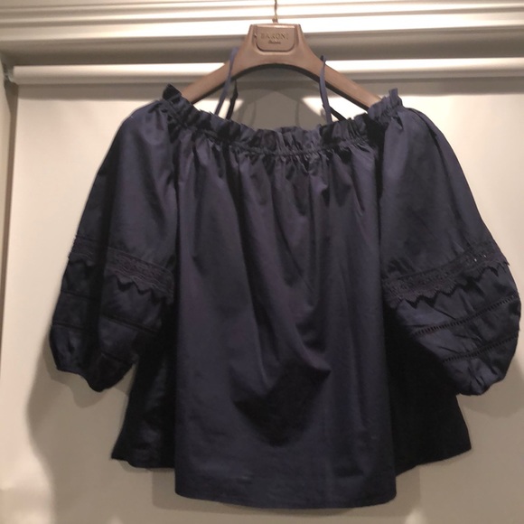 Soprano Tops - Soprano Large navy off the shoulder cotton blouse